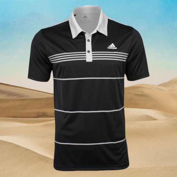 Adidas Climalite Mens Block Stripe Golf Polo Shirt - Picture 5 of 8